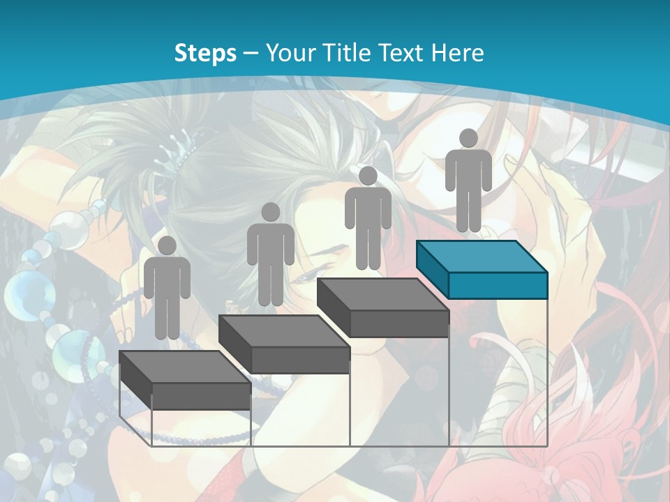 A Couple Of Anime Characters Hugging On A Blue Background PowerPoint Template