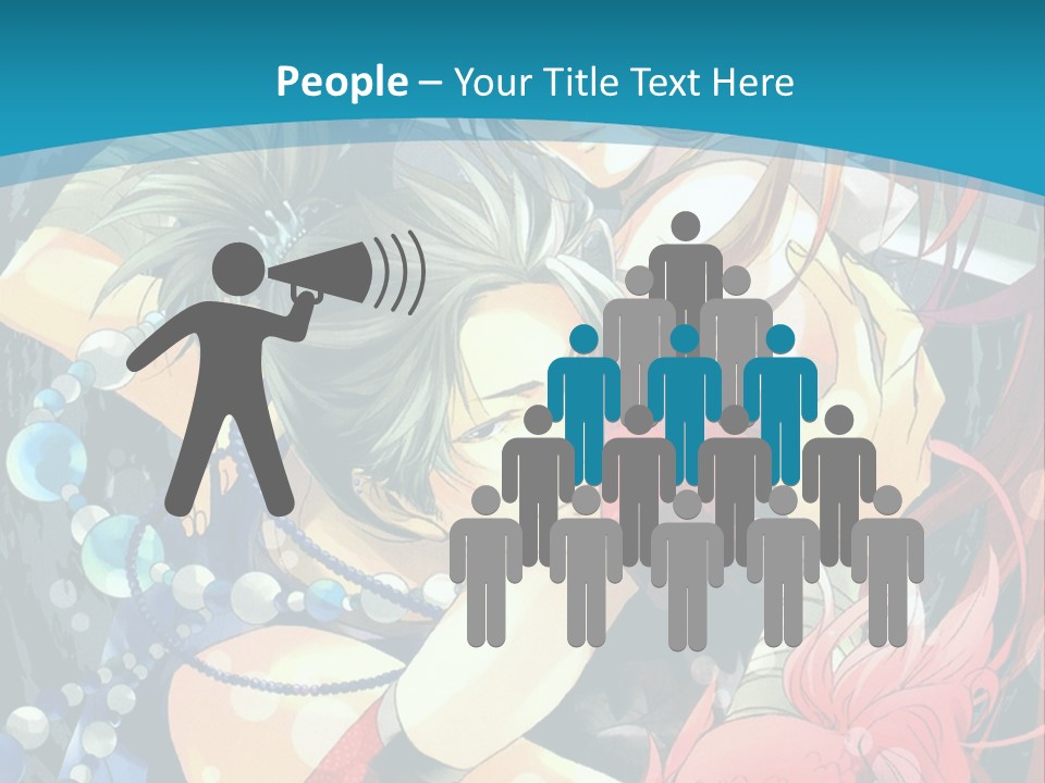 A Couple Of Anime Characters Hugging On A Blue Background PowerPoint Template