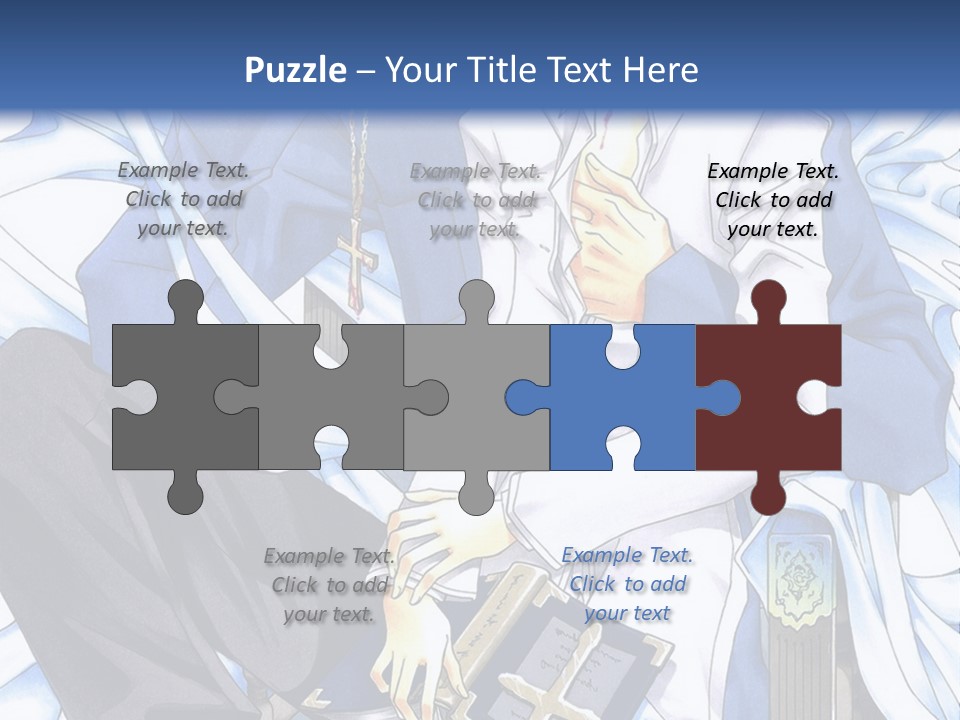 A Couple Of Anime Characters Sitting Next To Each Other PowerPoint Template