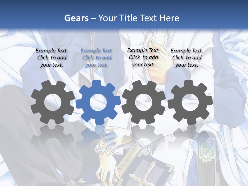 A Couple Of Anime Characters Sitting Next To Each Other PowerPoint Template