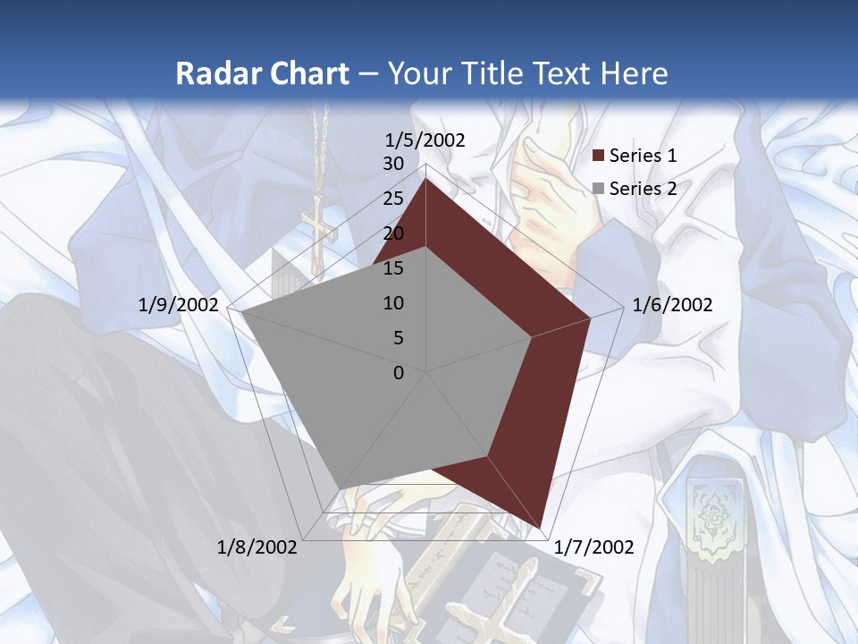A Couple Of Anime Characters Sitting Next To Each Other PowerPoint Template