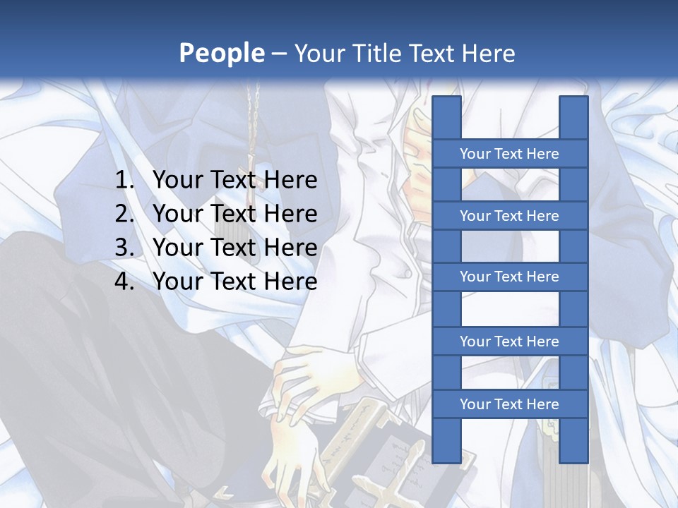 A Couple Of Anime Characters Sitting Next To Each Other PowerPoint Template