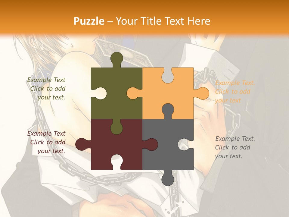 A Man And A Woman Hugging In Front Of An Orange Background PowerPoint Template