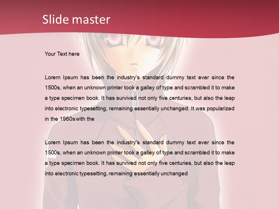 A Woman With Blonde Hair Is Standing In Front Of A Red Background PowerPoint Template