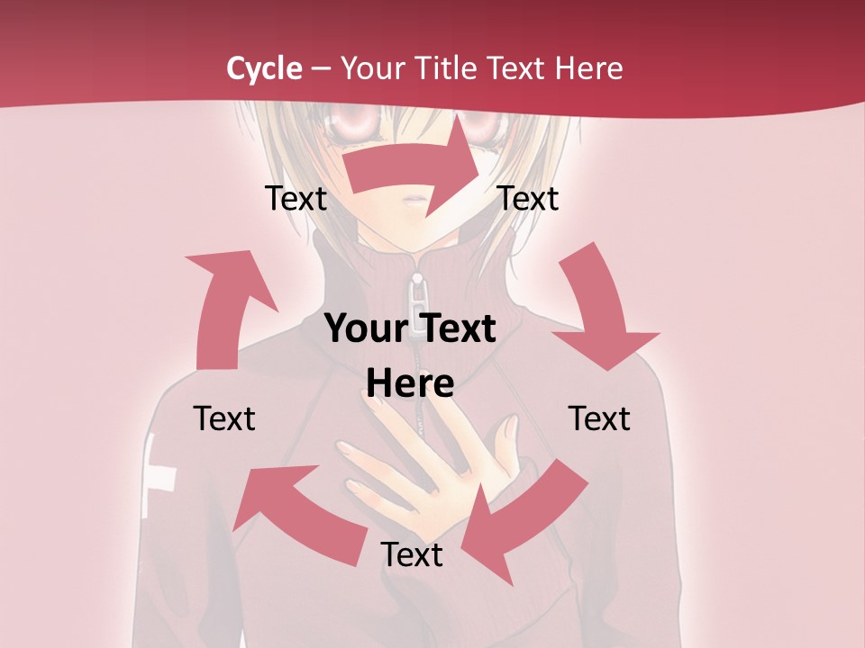 A Woman With Blonde Hair Is Standing In Front Of A Red Background PowerPoint Template