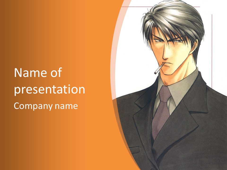 A Man In A Suit With A Cigarette In His Mouth PowerPoint Template