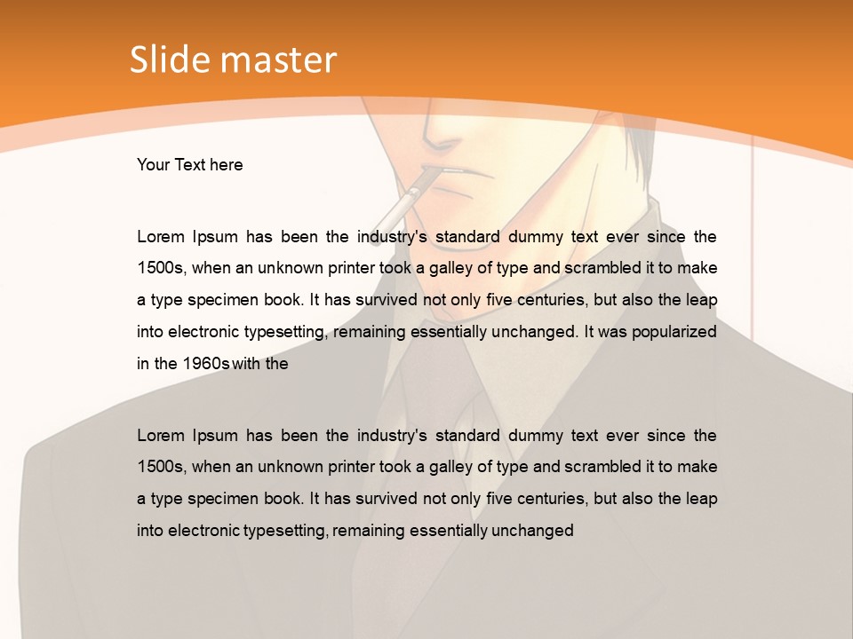 A Man In A Suit With A Cigarette In His Mouth PowerPoint Template