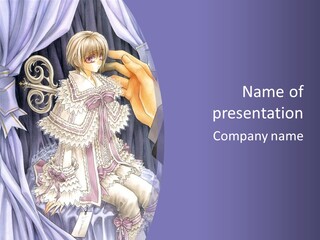 A Woman Sitting On A Chair In Front Of A Curtain PowerPoint Template