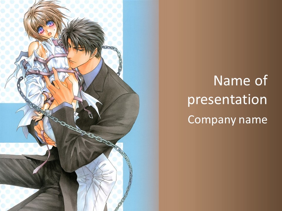 A Couple Of Anime Characters Holding Each Other PowerPoint Template