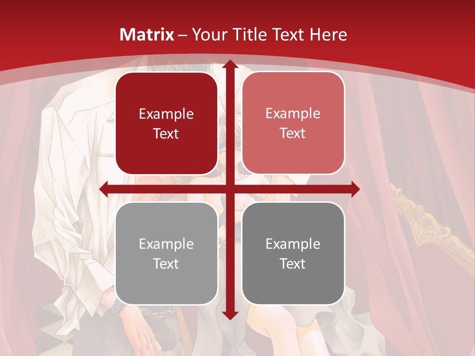 A Man And A Woman Sitting On A Chair In Front Of A Red Curtain PowerPoint Template