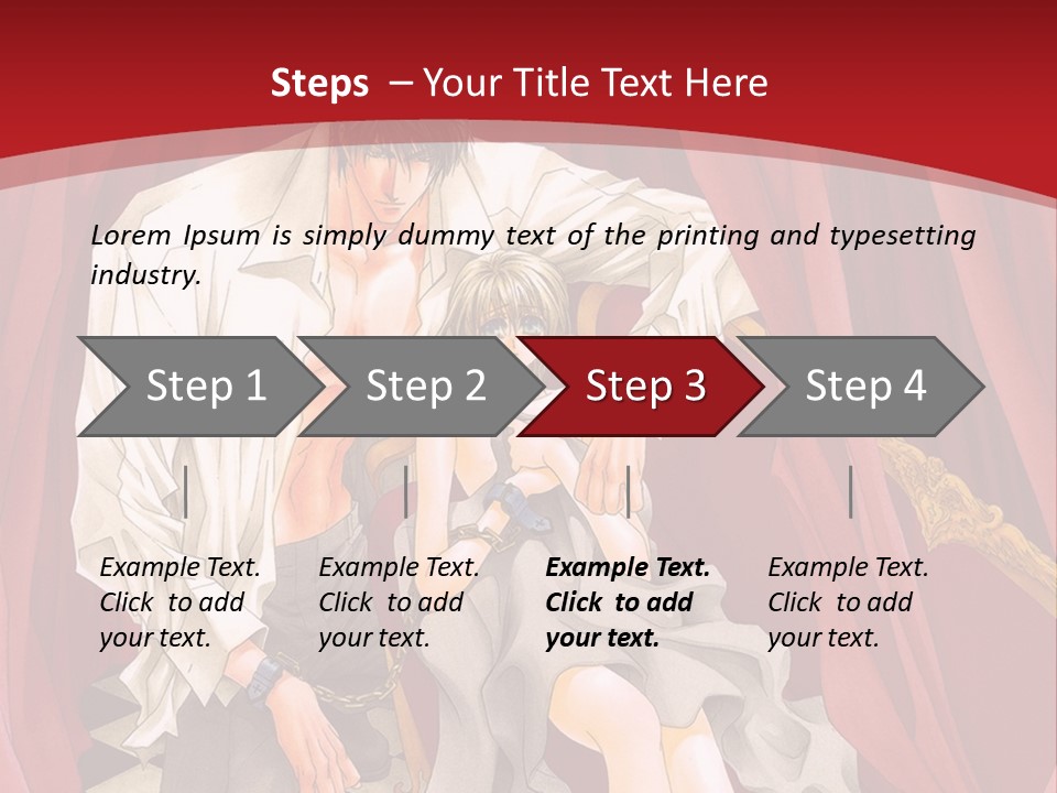 A Man And A Woman Sitting On A Chair In Front Of A Red Curtain PowerPoint Template