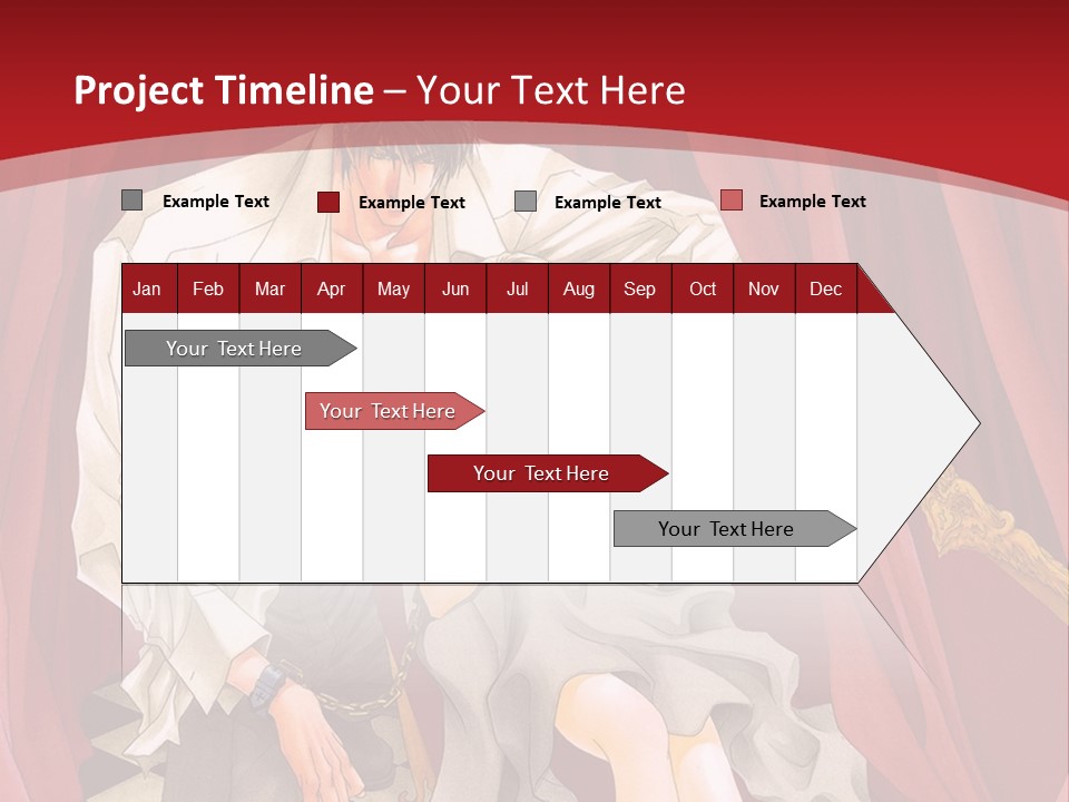 A Man And A Woman Sitting On A Chair In Front Of A Red Curtain PowerPoint Template