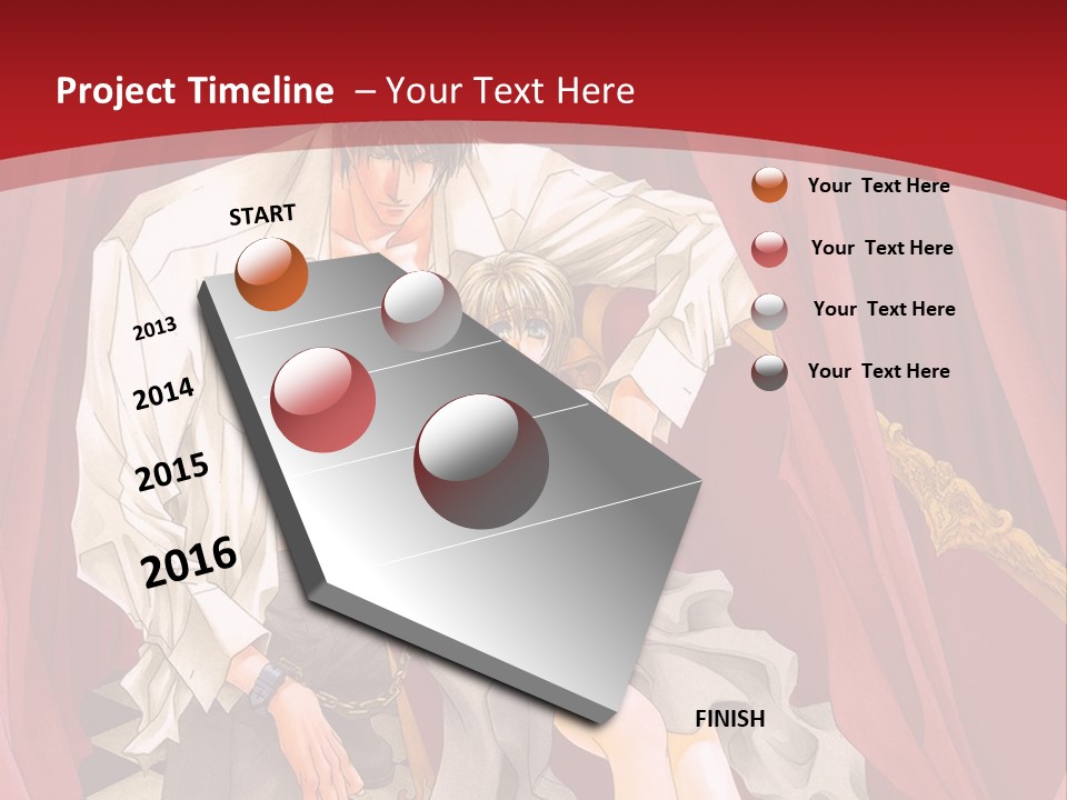 A Man And A Woman Sitting On A Chair In Front Of A Red Curtain PowerPoint Template