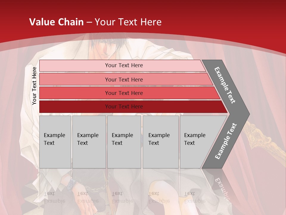 A Man And A Woman Sitting On A Chair In Front Of A Red Curtain PowerPoint Template
