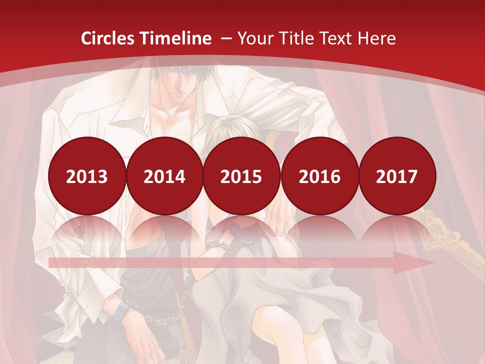 A Man And A Woman Sitting On A Chair In Front Of A Red Curtain PowerPoint Template