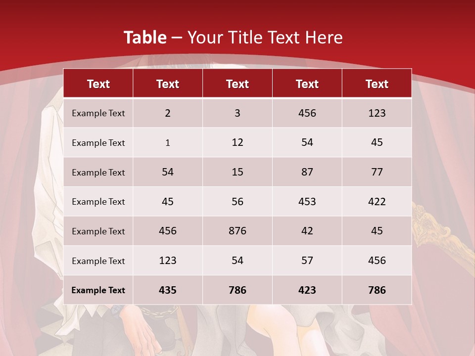 A Man And A Woman Sitting On A Chair In Front Of A Red Curtain PowerPoint Template