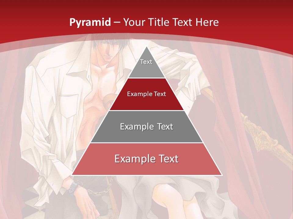 A Man And A Woman Sitting On A Chair In Front Of A Red Curtain PowerPoint Template