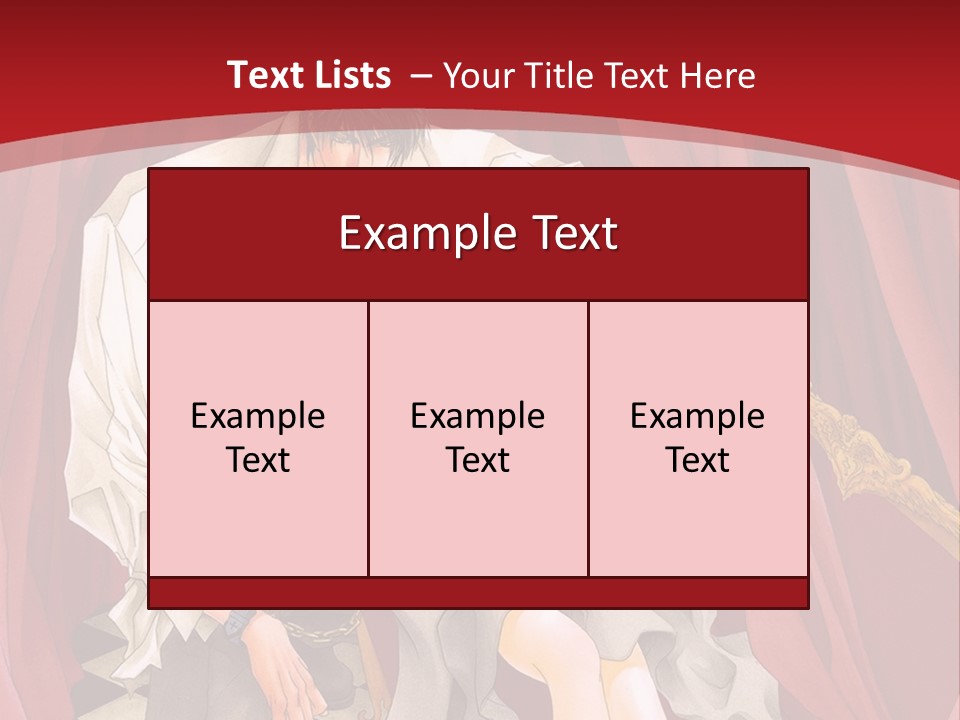 A Man And A Woman Sitting On A Chair In Front Of A Red Curtain PowerPoint Template