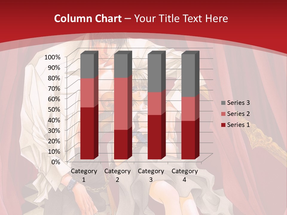 A Man And A Woman Sitting On A Chair In Front Of A Red Curtain PowerPoint Template