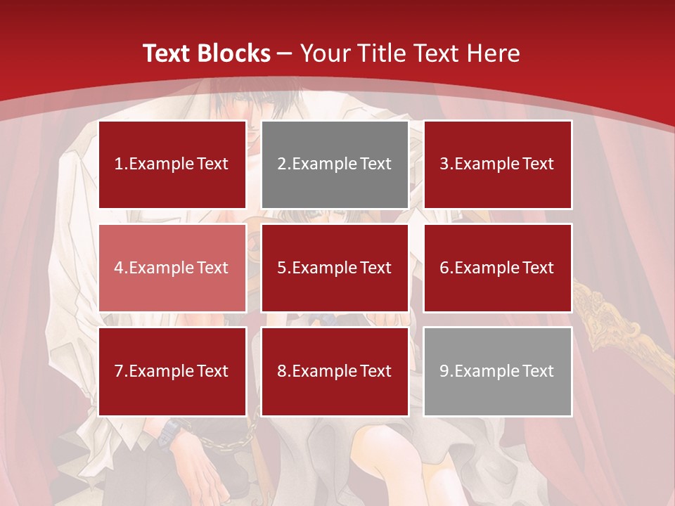 A Man And A Woman Sitting On A Chair In Front Of A Red Curtain PowerPoint Template