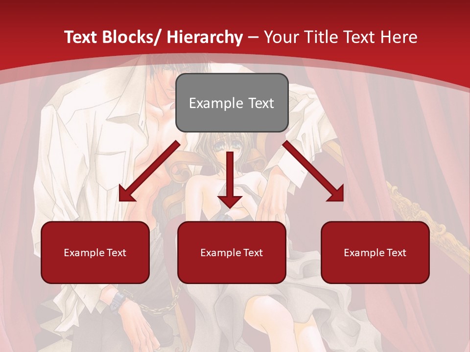 A Man And A Woman Sitting On A Chair In Front Of A Red Curtain PowerPoint Template