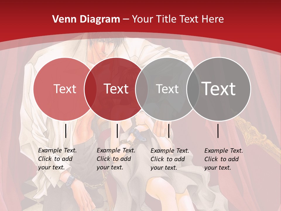 A Man And A Woman Sitting On A Chair In Front Of A Red Curtain PowerPoint Template