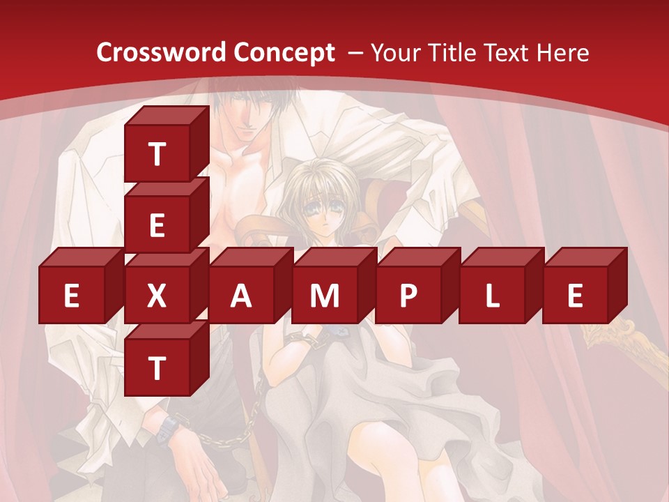 A Man And A Woman Sitting On A Chair In Front Of A Red Curtain PowerPoint Template