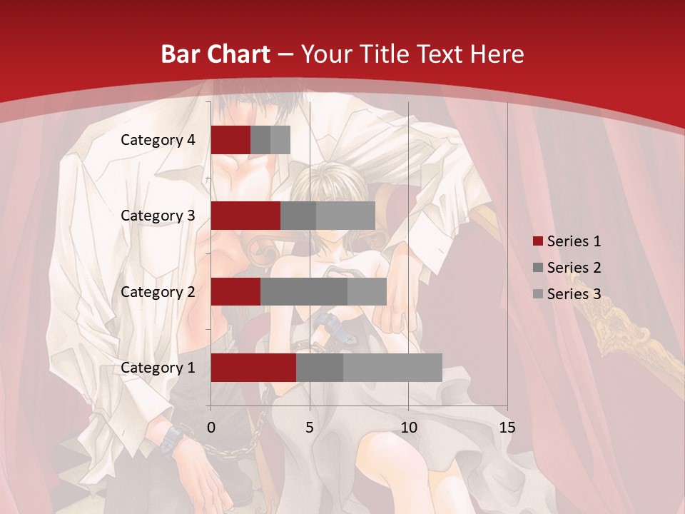 A Man And A Woman Sitting On A Chair In Front Of A Red Curtain PowerPoint Template