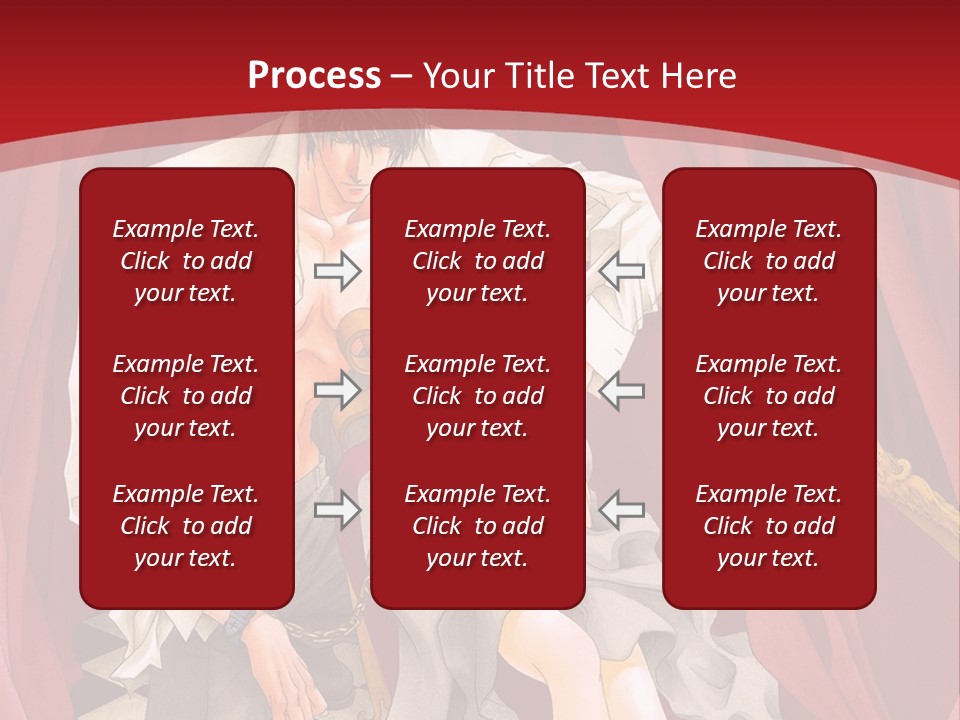 A Man And A Woman Sitting On A Chair In Front Of A Red Curtain PowerPoint Template