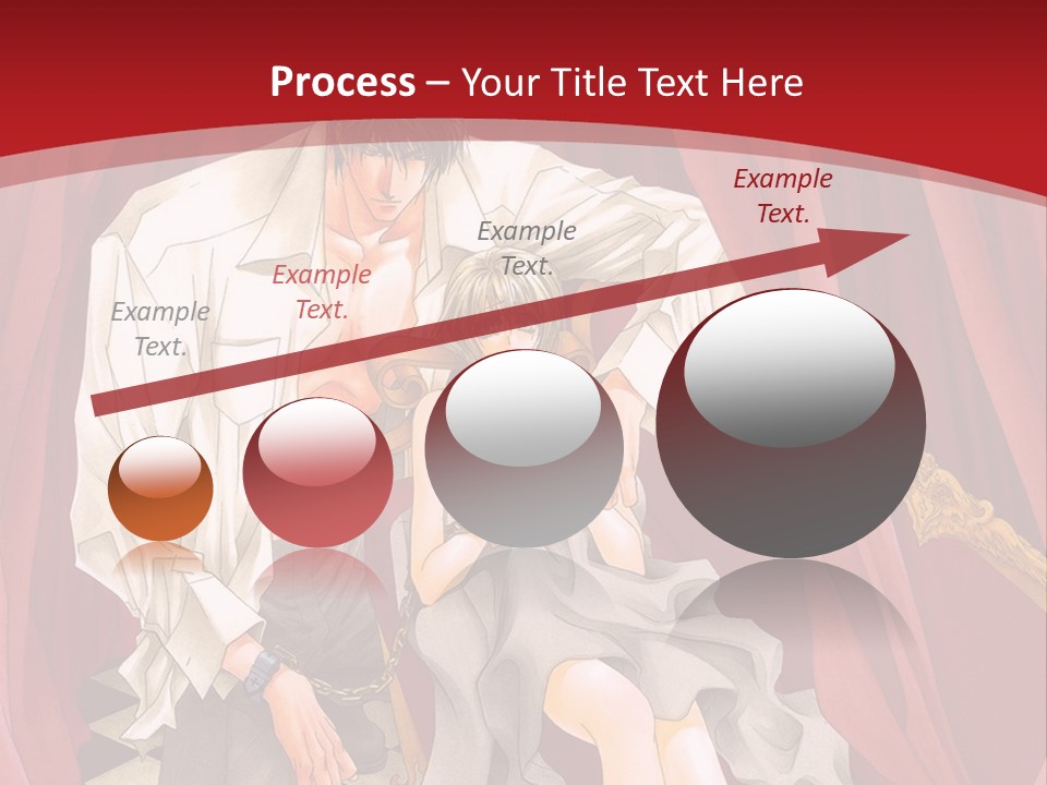 A Man And A Woman Sitting On A Chair In Front Of A Red Curtain PowerPoint Template