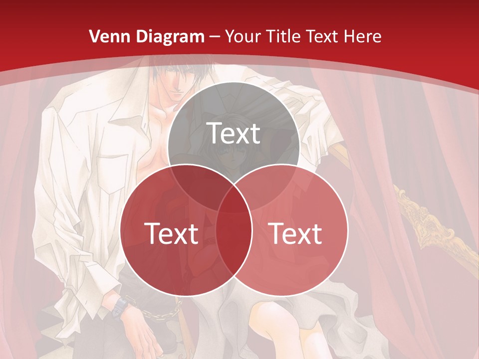 A Man And A Woman Sitting On A Chair In Front Of A Red Curtain PowerPoint Template