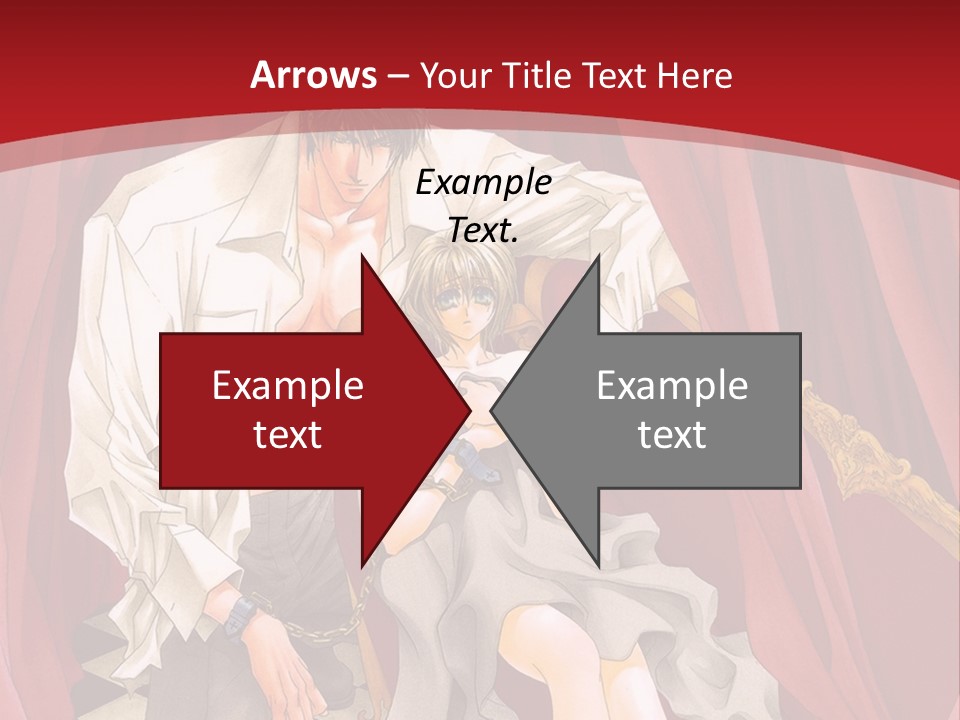 A Man And A Woman Sitting On A Chair In Front Of A Red Curtain PowerPoint Template