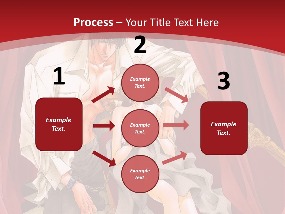 A Man And A Woman Sitting On A Chair In Front Of A Red Curtain PowerPoint Template