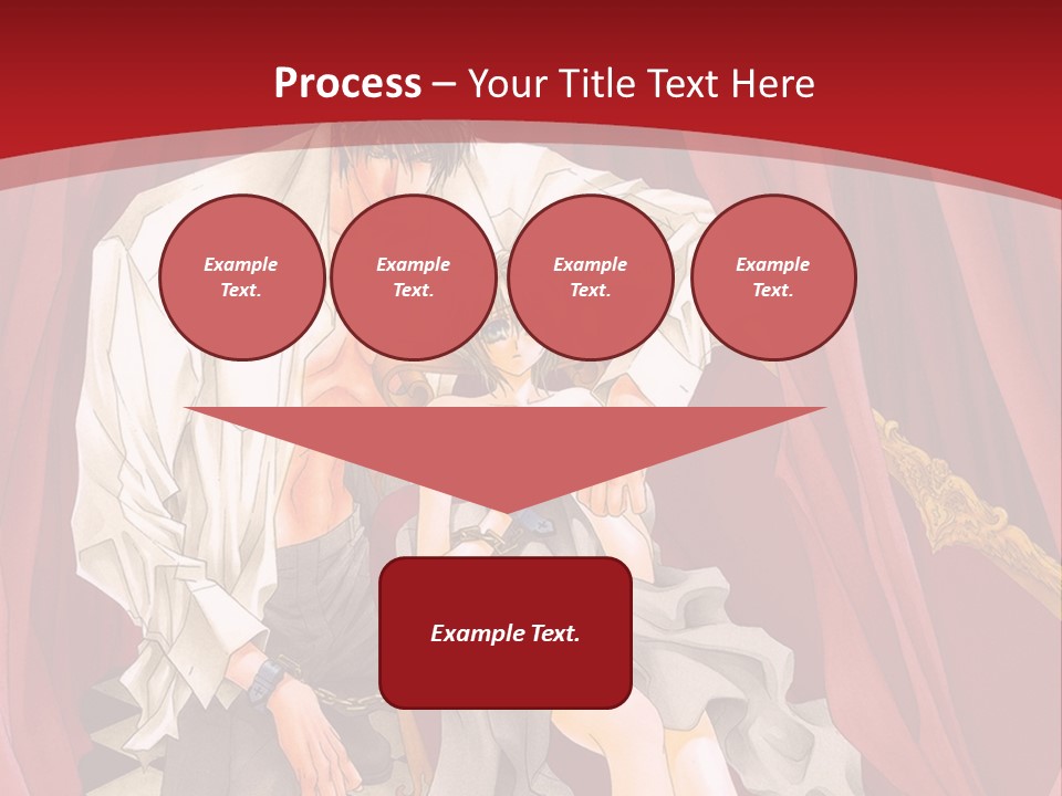 A Man And A Woman Sitting On A Chair In Front Of A Red Curtain PowerPoint Template