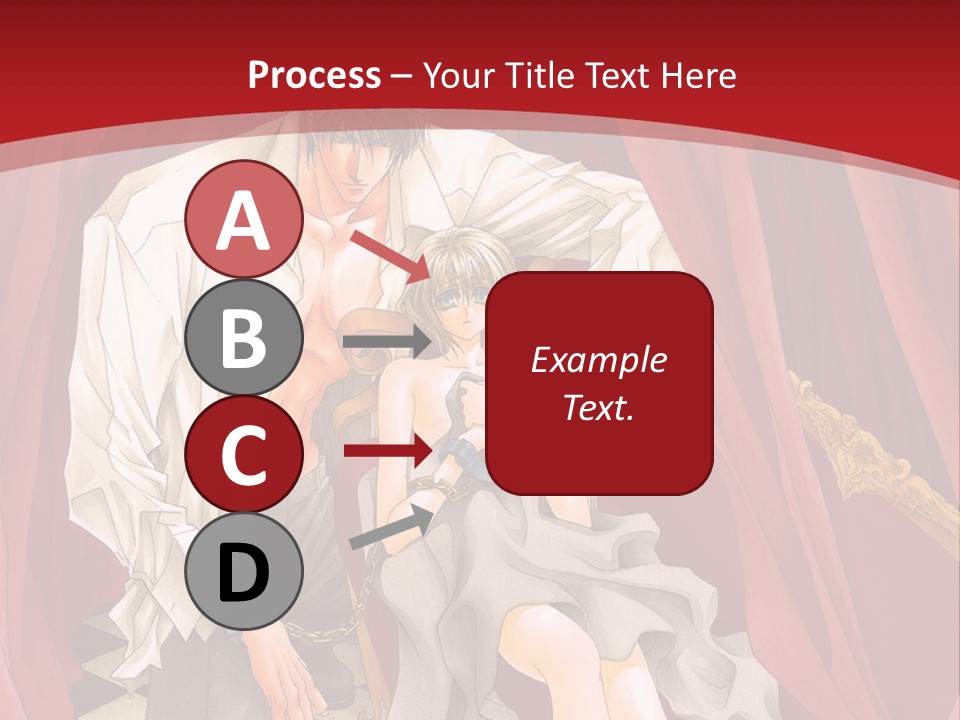 A Man And A Woman Sitting On A Chair In Front Of A Red Curtain PowerPoint Template