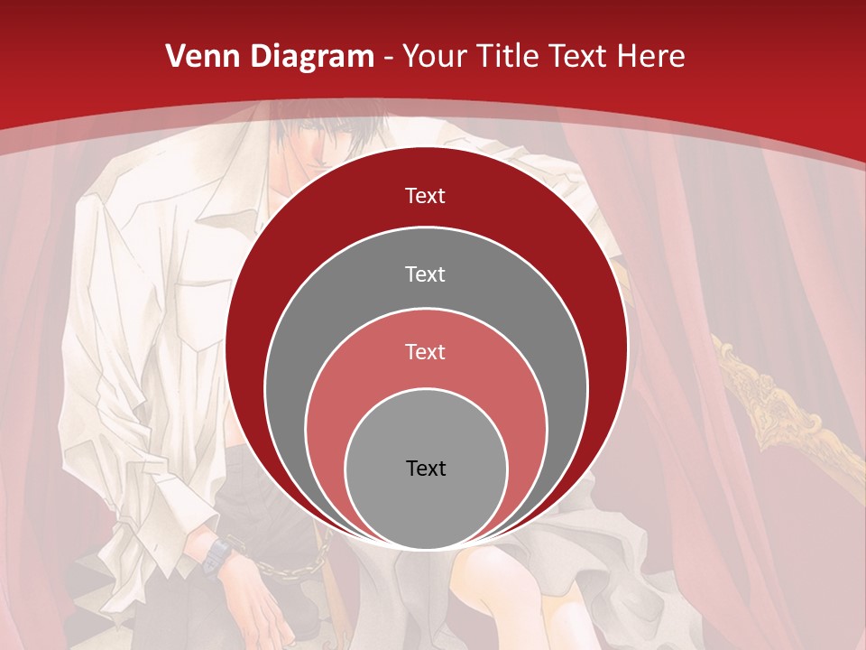 A Man And A Woman Sitting On A Chair In Front Of A Red Curtain PowerPoint Template