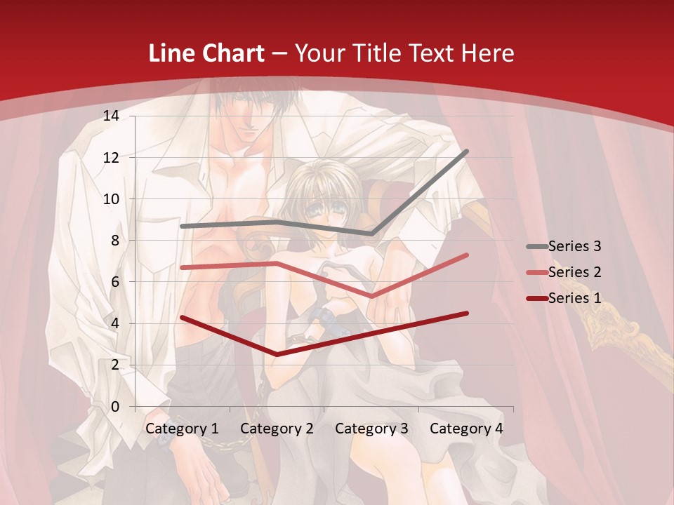 A Man And A Woman Sitting On A Chair In Front Of A Red Curtain PowerPoint Template