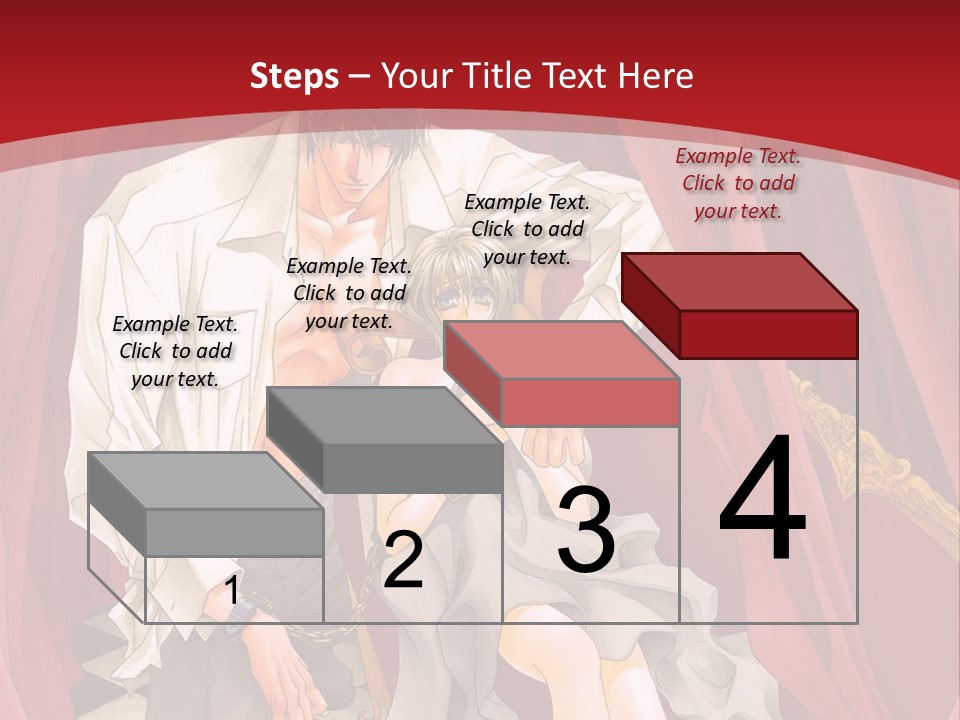 A Man And A Woman Sitting On A Chair In Front Of A Red Curtain PowerPoint Template