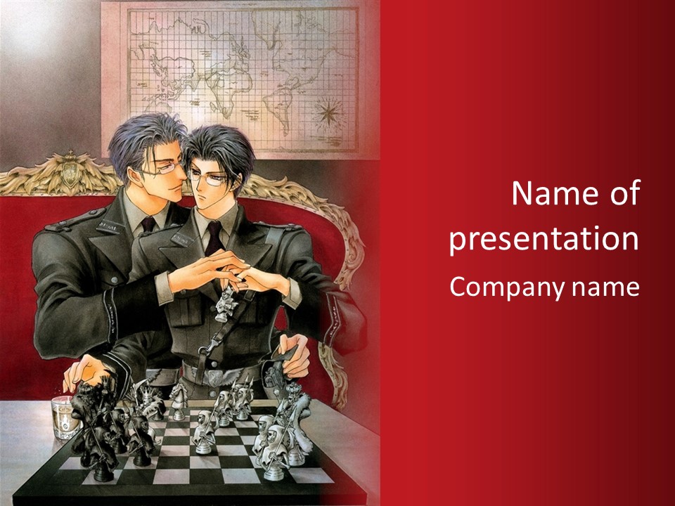A Couple Of People Playing Chess On A Table PowerPoint Template