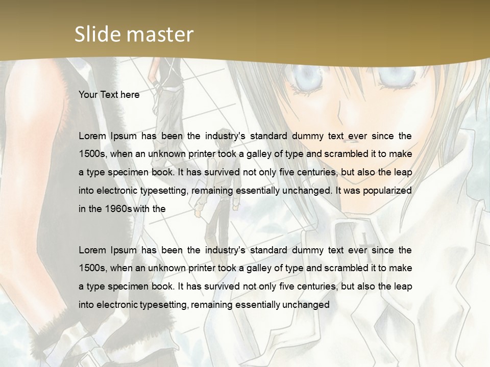 A Couple Of Anime Characters Standing Next To Each Other PowerPoint Template