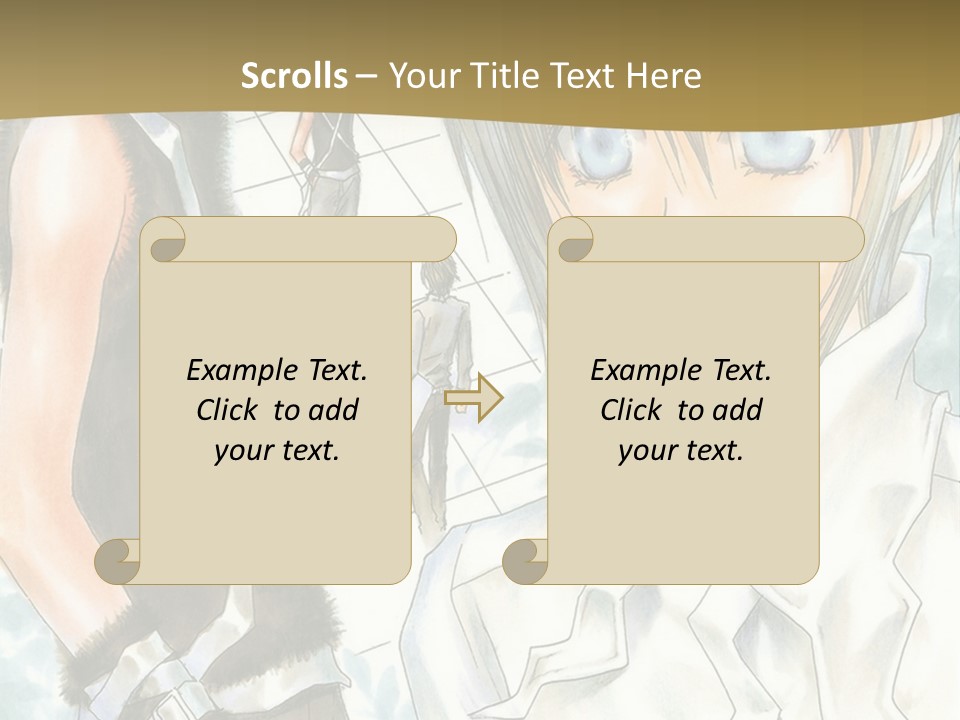 A Couple Of Anime Characters Standing Next To Each Other PowerPoint Template