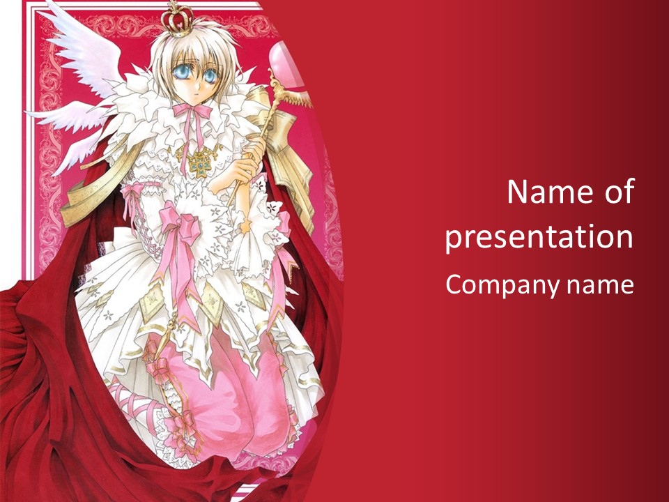A Woman In A Red Dress With Angel Wings PowerPoint Template