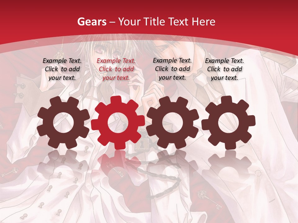 A Couple Of People Are Standing Together In Front Of A Red Background PowerPoint Template