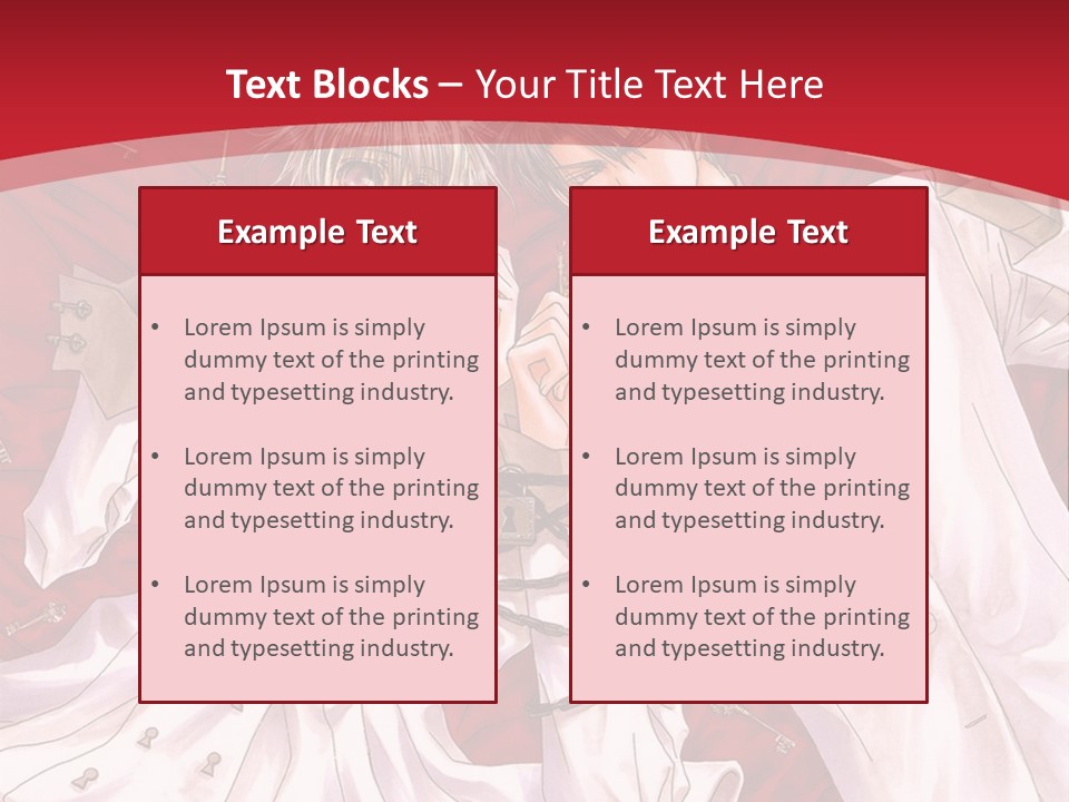 A Couple Of People Are Standing Together In Front Of A Red Background PowerPoint Template