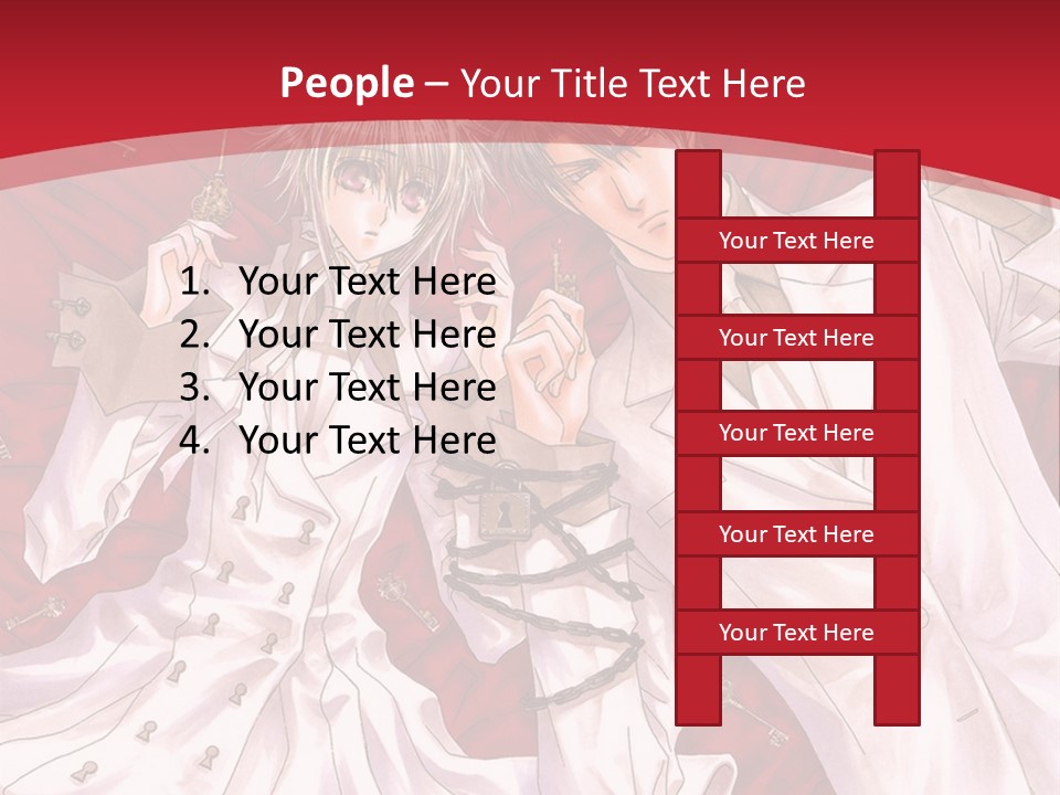 A Couple Of People Are Standing Together In Front Of A Red Background PowerPoint Template