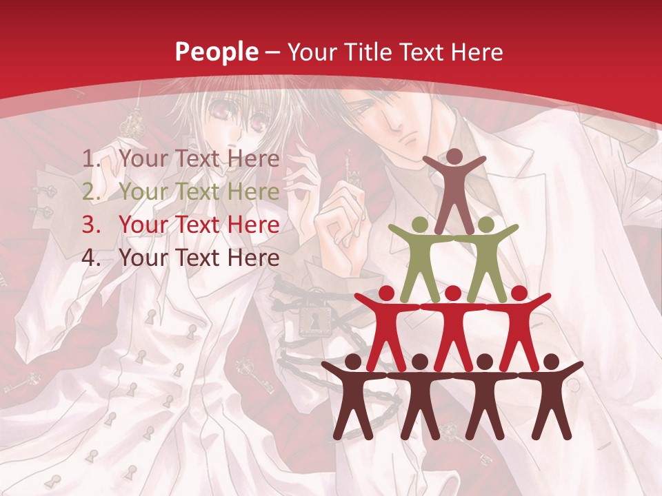 A Couple Of People Are Standing Together In Front Of A Red Background PowerPoint Template