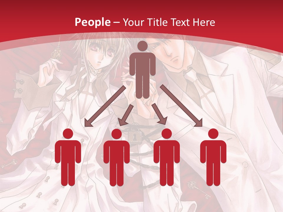 A Couple Of People Are Standing Together In Front Of A Red Background PowerPoint Template
