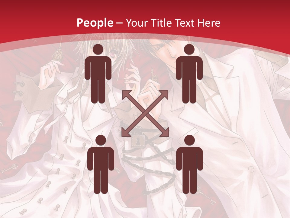 A Couple Of People Are Standing Together In Front Of A Red Background PowerPoint Template