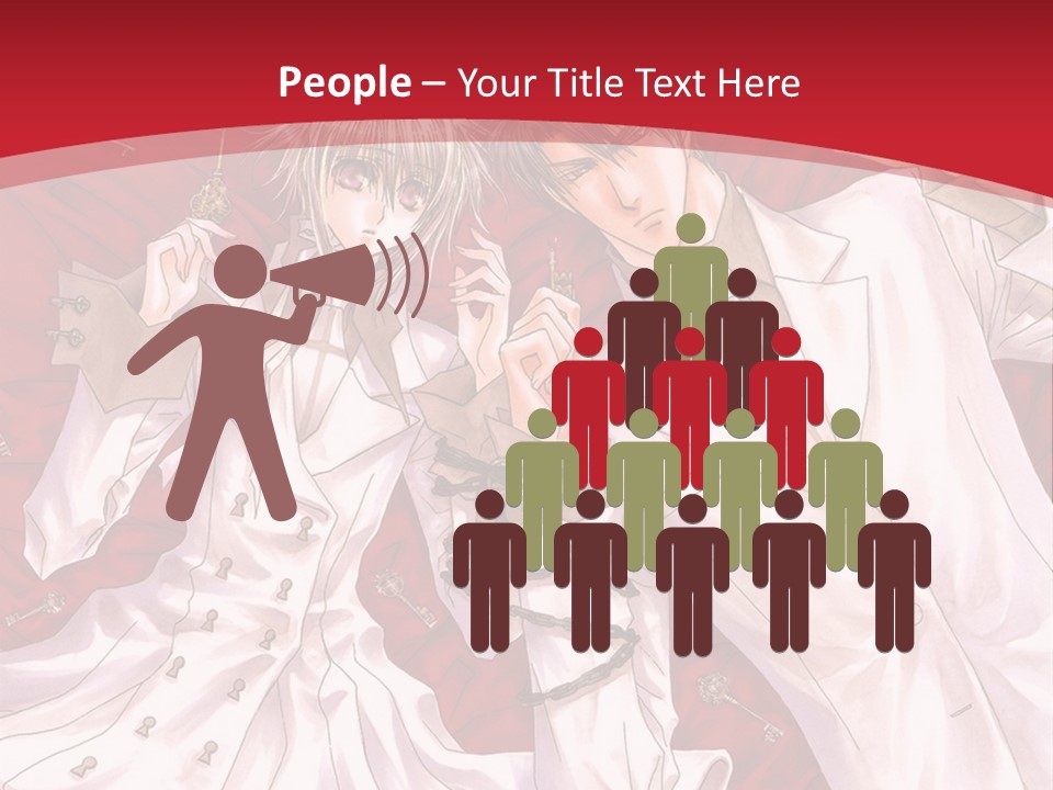 A Couple Of People Are Standing Together In Front Of A Red Background PowerPoint Template