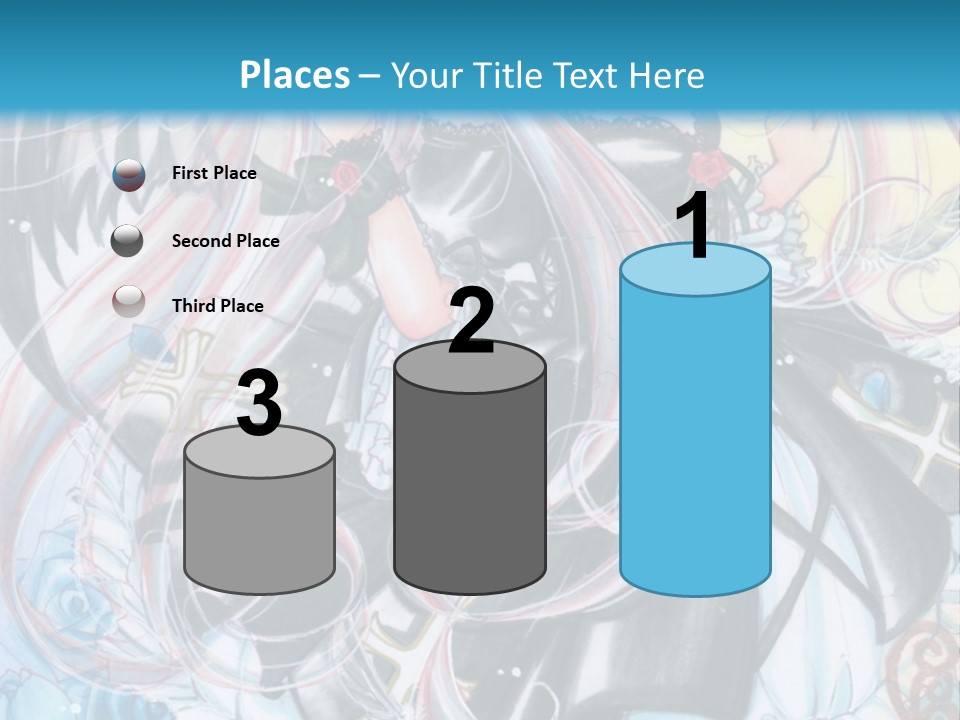 A Girl With Long Hair And Wings On A Skateboard In Front Of A Blue PowerPoint Template